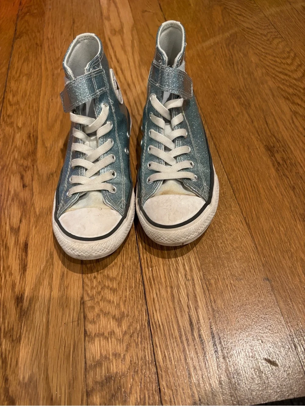 2 pairs of girls Converse Sneakers - Shimmery Teal and tie dye size 2.